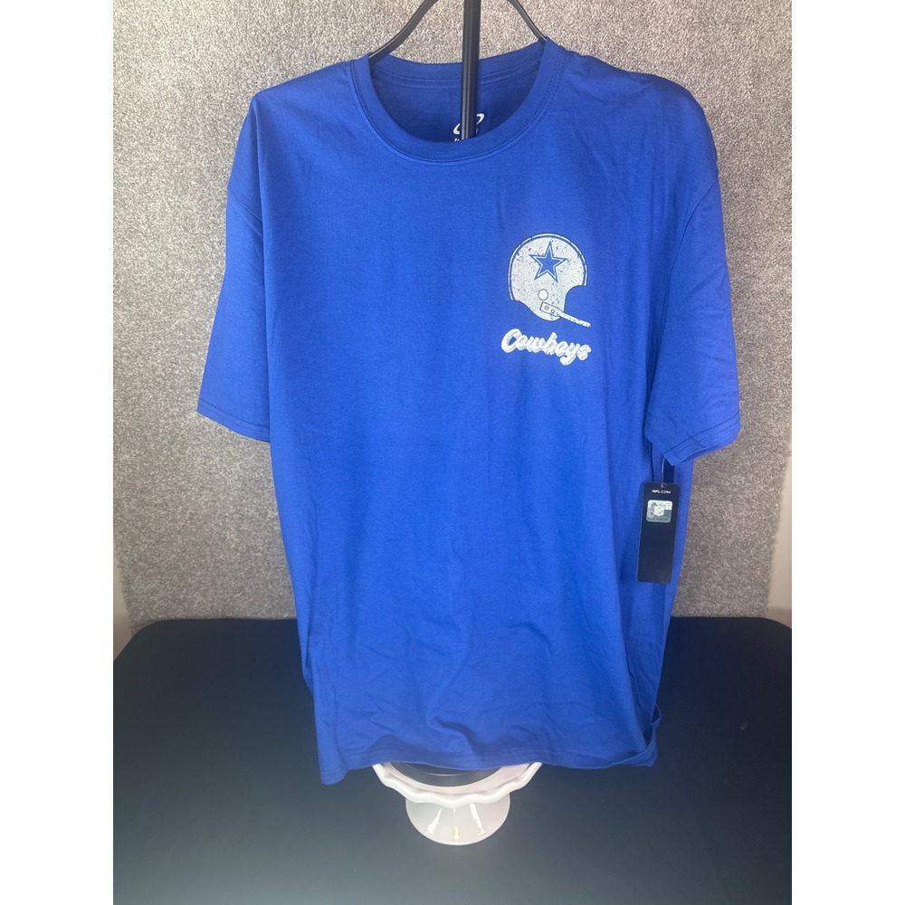 NFL Team Apparel Dallas Cowboys Mens Royal Blue Distressed Helmet T-Shirt 2XL